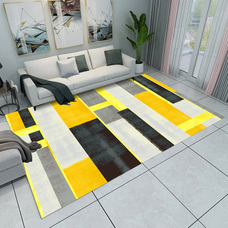 Novelty Modern Rug Colorful Colorblock Geometry Pattern Rug Polyester Stain-Resistant Carpet for Home Decoration