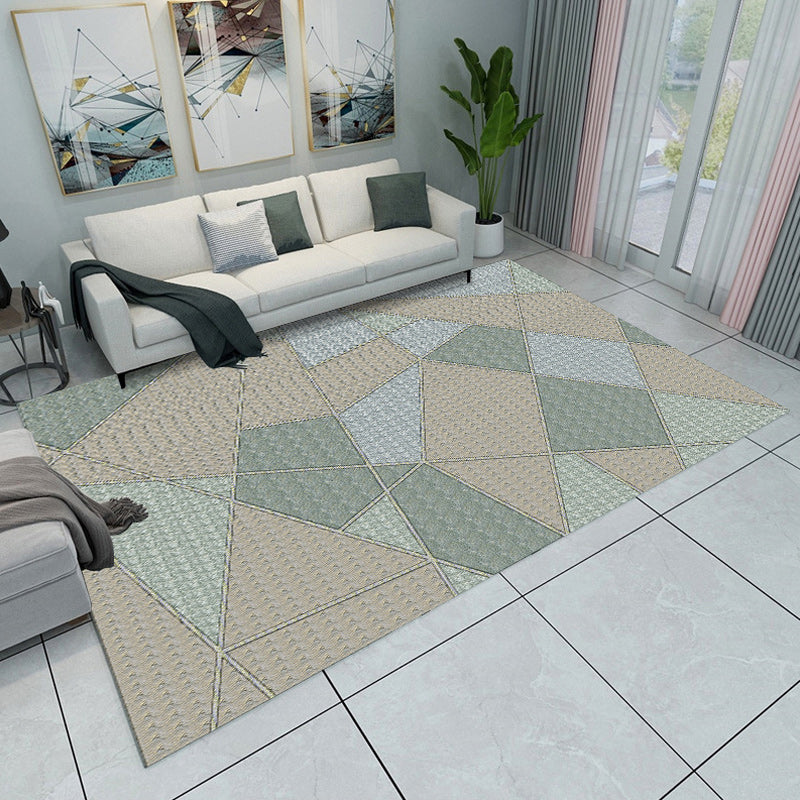 Novelty Modern Rug Colorful Colorblock Geometry Pattern Rug Polyester Stain-Resistant Carpet for Home Decoration