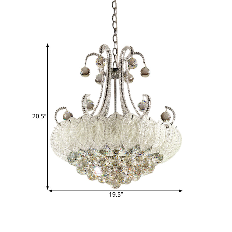 Illuminazione lampadario conico a sfera di cristallo semplicità kit di luce a pendente bianca a 8 bulbina con cornice scorretta