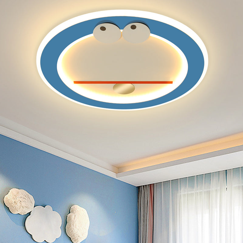 Acrylic Cat Flush Light Fixture Cartoon LED Flush Mount Lighting in Blue in Warm/White Light