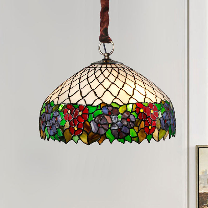 3 bulbes salon lustre clair pendentif victorien blanc drop avec une teinte en verre coupé floral