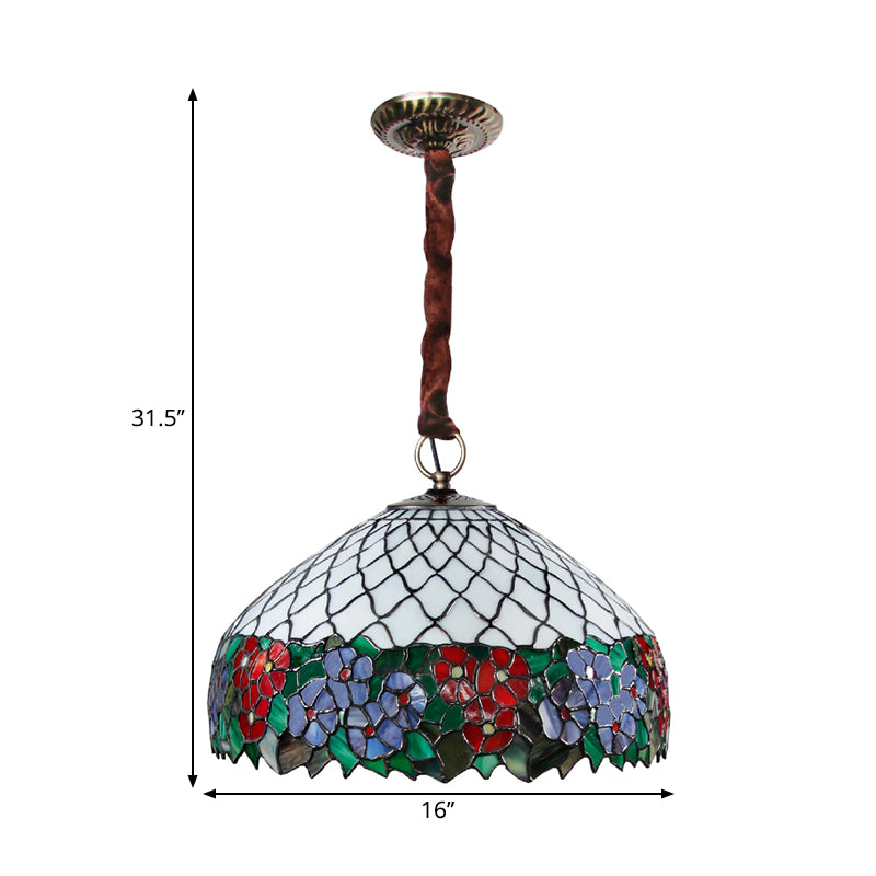 3 bulbes salon lustre clair pendentif victorien blanc drop avec une teinte en verre coupé floral