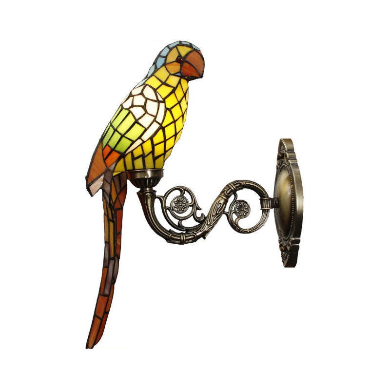 White/Red/Yellow Parrot Wall Mount Lamp Classic 1 Light Handcrafted Stained Glass Wall Lighting Ideas