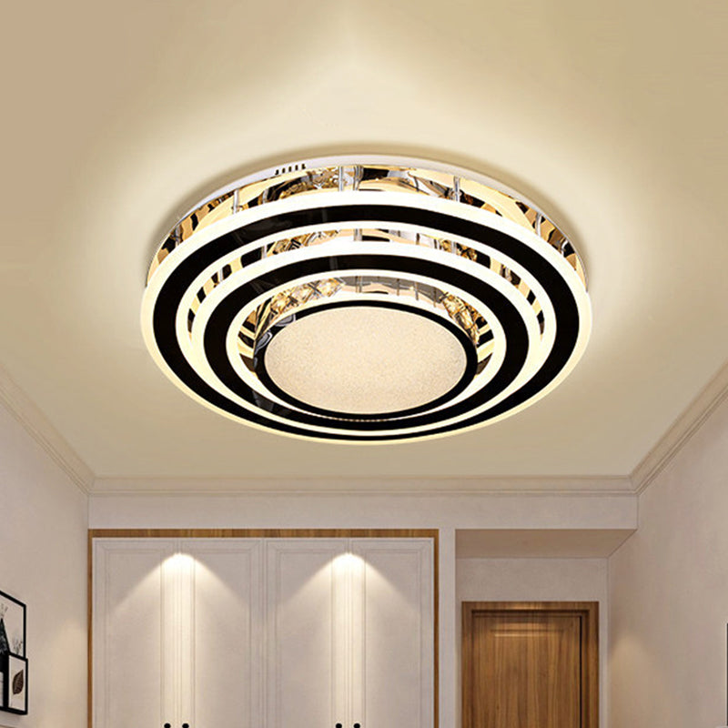 Simple Style LED Ceiling Fixture Black Circular Flush Mount Light with Acrylic Shade