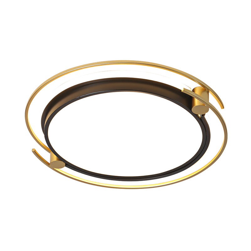 Modern Rounded/Square Flush Ceiling Light Acrylic LED Bedroom Flush Mount Lamp in Black-Gold