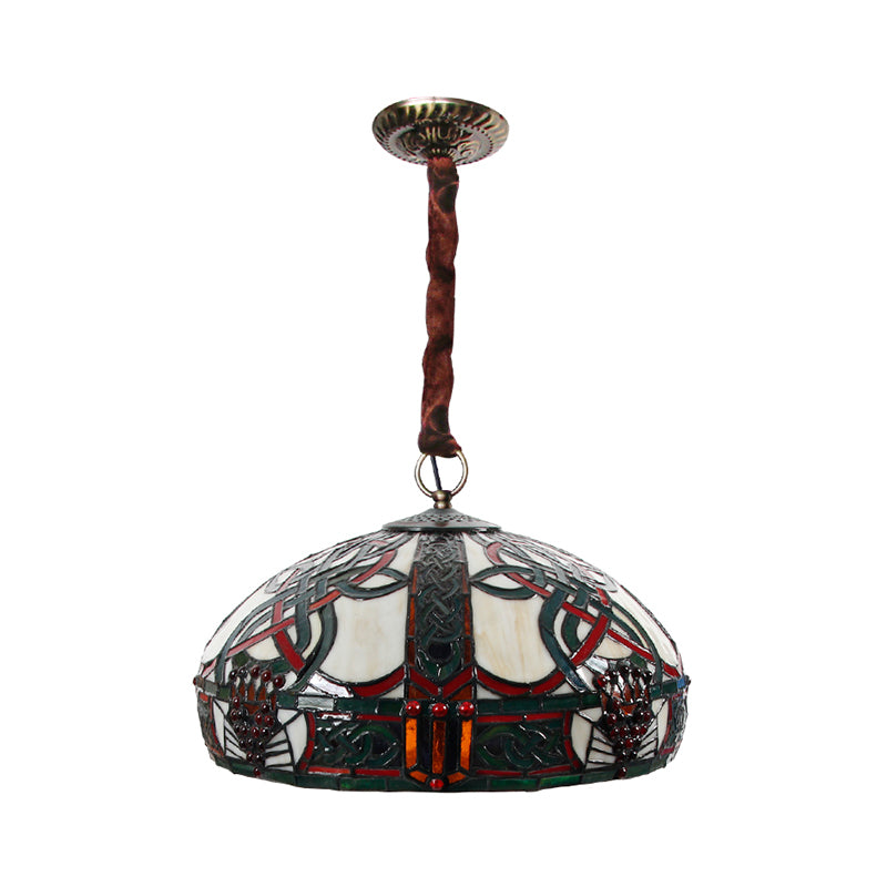 Brasse en laiton tachée vers le bas de l'éclairage à 3 têtes de lustre baroque Light avec Jewel Deco