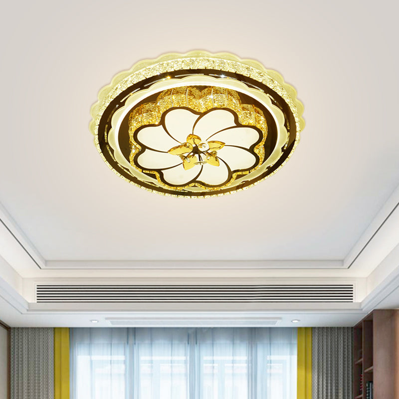 Modernistische bloei plafond spoelige afgeschuinde kristallen led slaapkamer spoellamp in roestvrijstalen