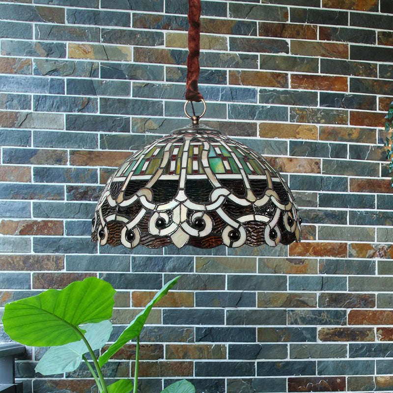 Baroque Doled Proche Chandelier 3 Bulbes Lampe de goutte à vitre tachée à la main en laiton