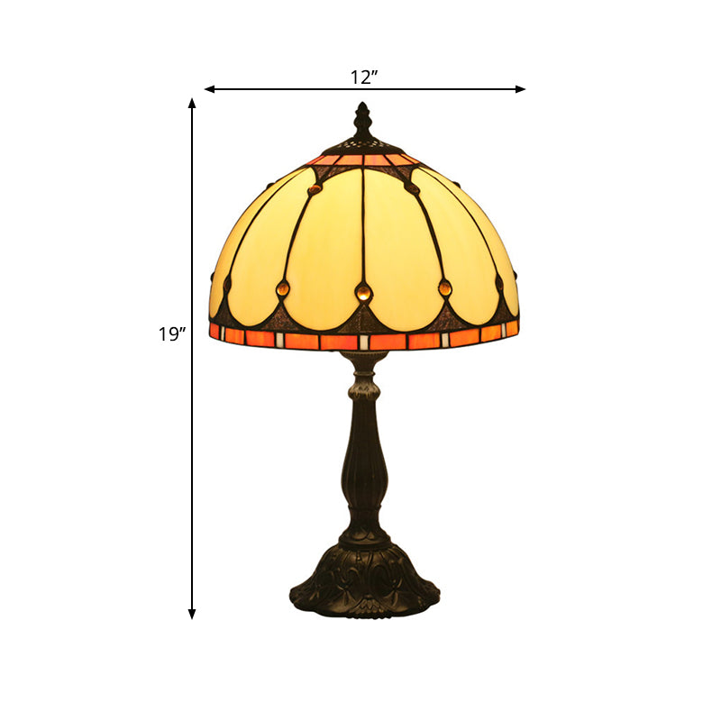 Domed Night Lighting Traditional Cut Glass 1 kop zwarte tafellamp met juwelendeco