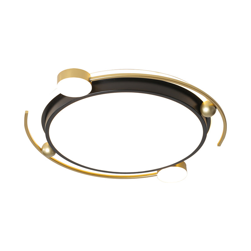 Black-Gold Round Ceiling Light Fixture Contemporary LED Acrylic Flushmount Lighting