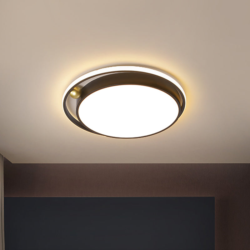 Round Acrylic Flush Light Fixture Nordic 16"/19.5" Wide LED Black Flush Mount Lamp for Bedroom