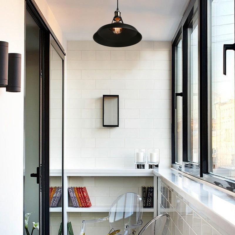 LOFTSTIJL BARN TADH PENHENDER PLIFIL LICHT 10.5 "/12"/15 "W 1 BILB METALLISCHE HANDELIJK LAMP IN ZWART/WIT VOOR EITTAFT