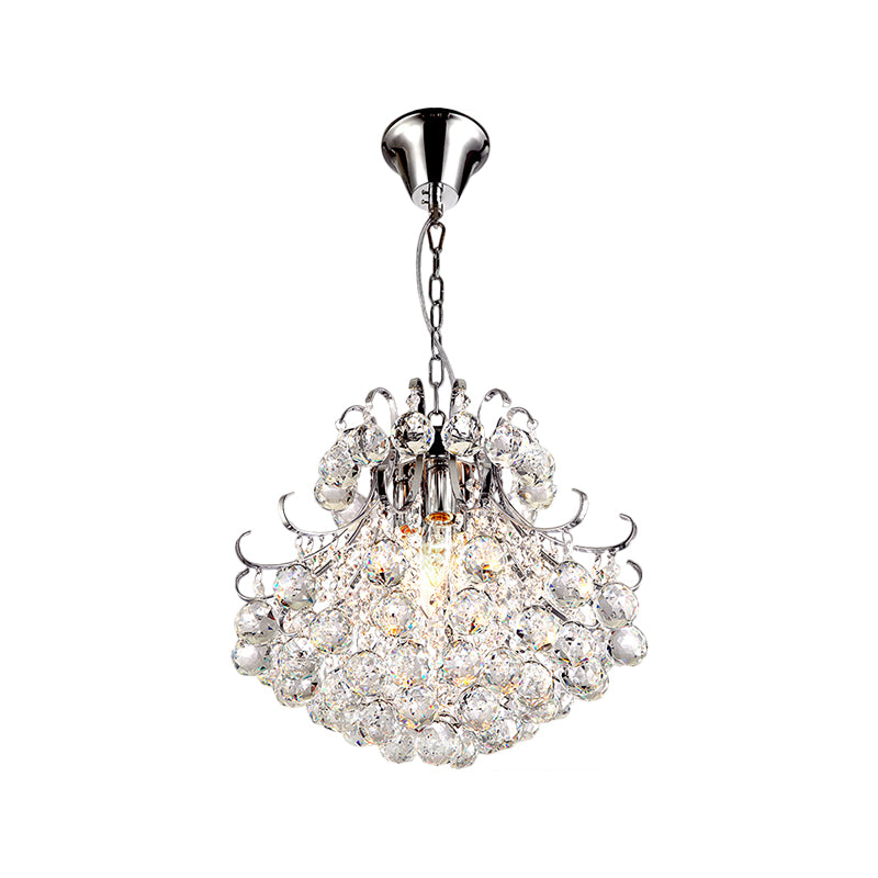 Cascading Ceiling Chandelier Contemporary Clear Crystal 4 Heads Chrome Hanging Pendant Light for Bedroom