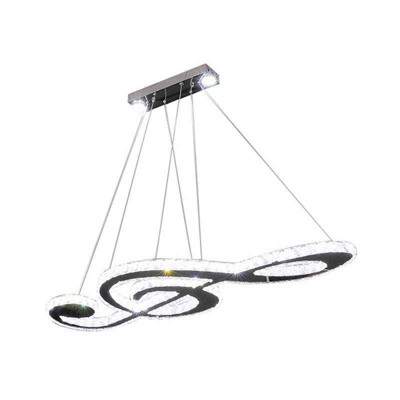 Eigentijdse muzieknoot hanglamp gefacetteerd kristallen led slaapkamer kroonluchter lichtarmatuur in roestvrijstalen
