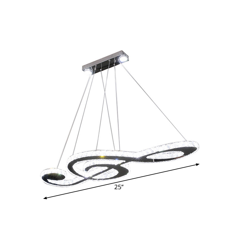 Eigentijdse muzieknoot hanglamp gefacetteerd kristallen led slaapkamer kroonluchter lichtarmatuur in roestvrijstalen