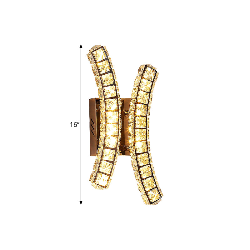 Crystal Dual Vertical Wall Sconce Lighting Simple LED Wall Light Fixture in Stainless-Steel, Warm/White Light