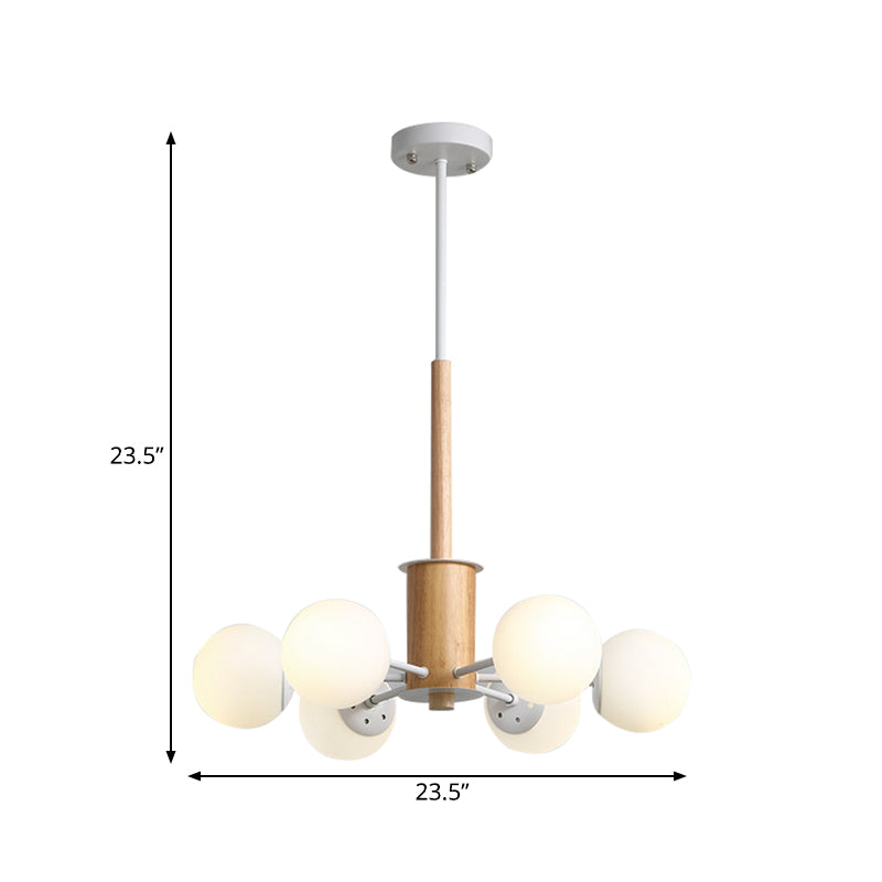 Luz de lámpara de lámpara de globo negro/negro Modernista 6/8 luces Opal Glass Hanging Techo Luz