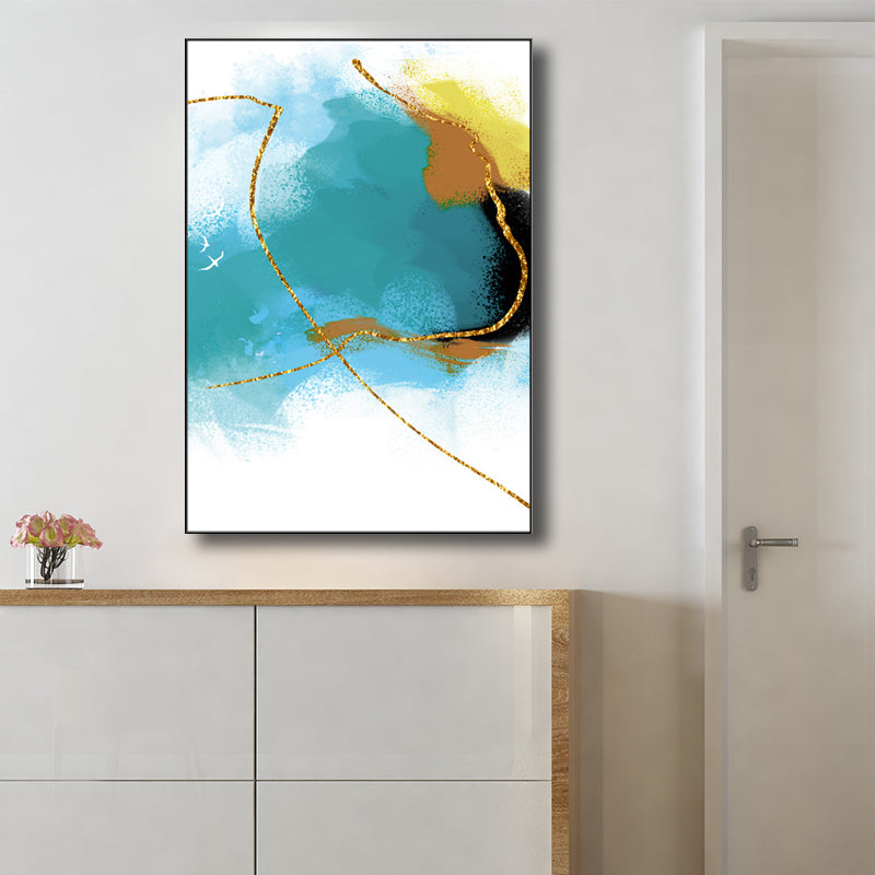 Illustration Painting Modern Style Art Abstract in Blue, Multiple Sizes Available