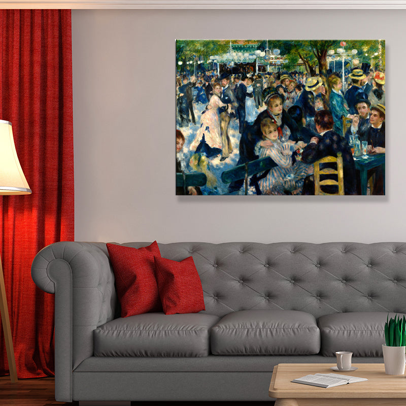 Blue Dancing Party Art Print Textured Vintage Living Room Canvas, Multiple Sizes Available