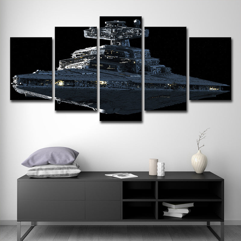 Star War Fighter Plane Canvas Science Fiction Multi-Piece Wall Art in Black