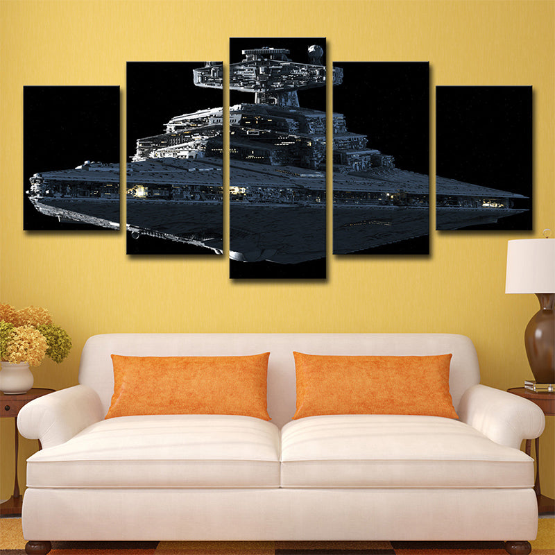 Star War Fighter Plane Canvas Science Fiction Multi-Piece Wall Art in Black