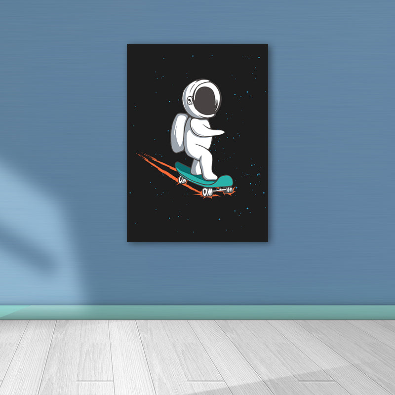 Décoration murale d'astronaute de l'univers, impression d'art sur toile de dessin animé de couleur foncée pour chambre d'enfant