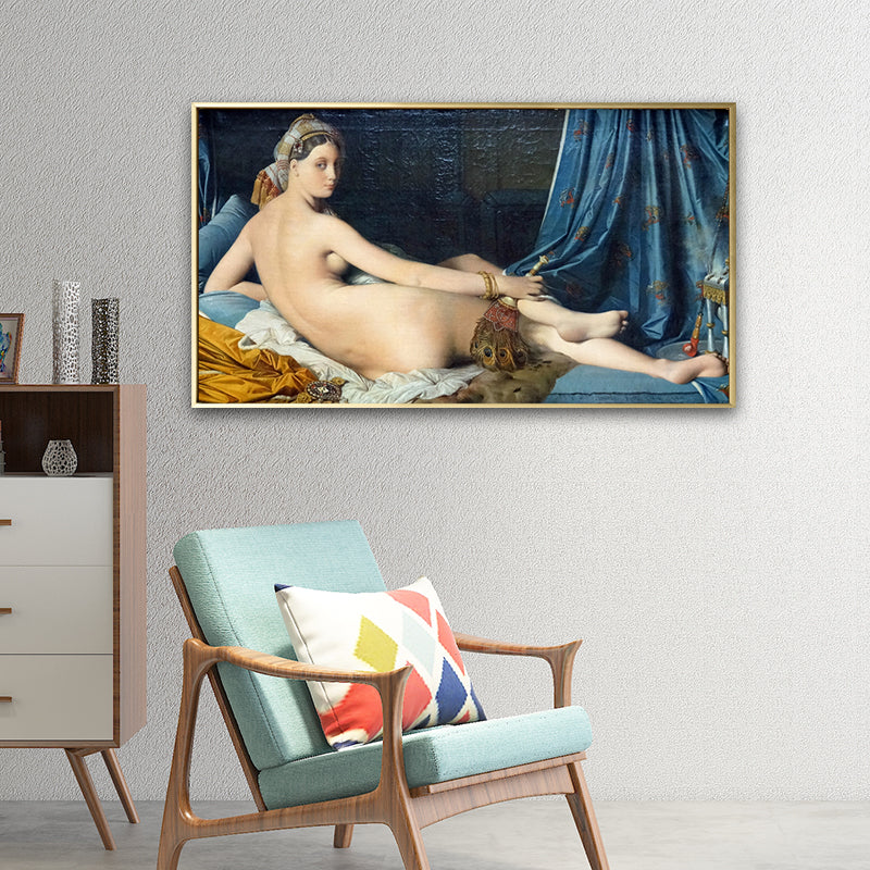 Nackte Frau Gemälde Kunstdruck Vintage Sexy Figur Wanddekoration in Blau für Esszimmer