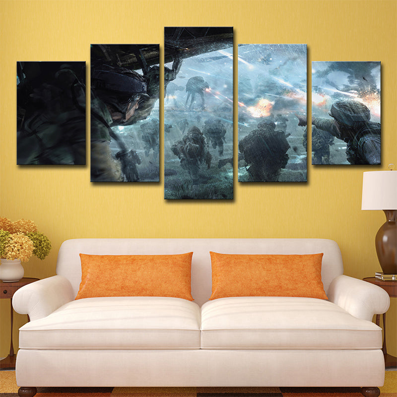 Sci-Fi Star Wars Wall Art Print Canvas Multi-Piece Blue Wall Decor for Boys Bedroom