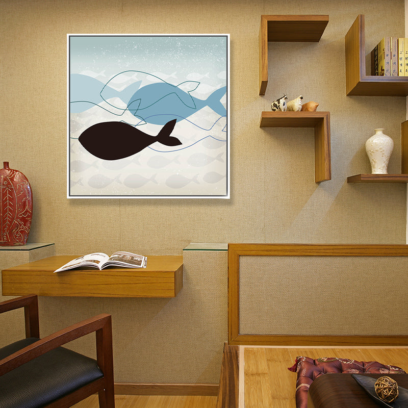 Great Whale Wall Decor Textured Children's Art for Kids Bedroom Painting, Multiple Sizes
