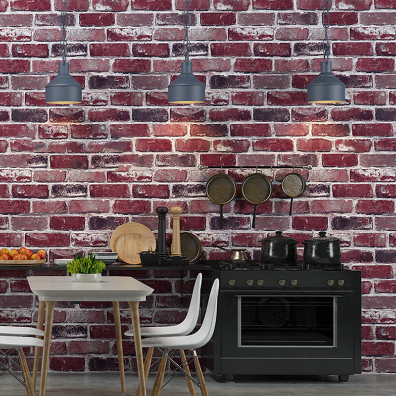 Smooth Dark Color Wallpaper Industrial Distressed Brick Look Wall Art for Bedroom