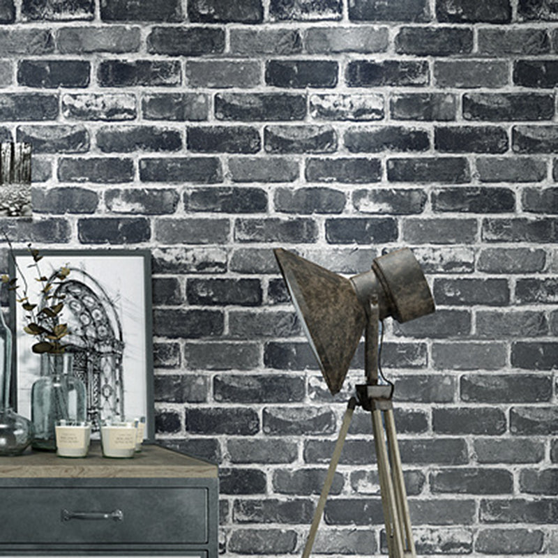 Smooth Dark Color Wallpaper Industrial Distressed Brick Look Wall Art for Bedroom