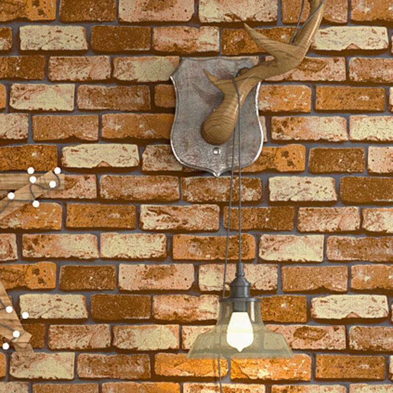 Smooth Dark Color Wallpaper Industrial Distressed Brick Look Wall Art for Bedroom