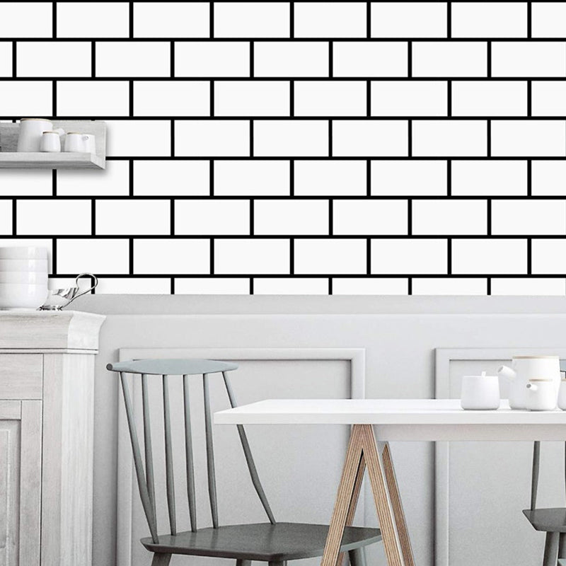White Brickwork Wallpaper Roll Architecture Steampunk Stick On Wall Covering for Home