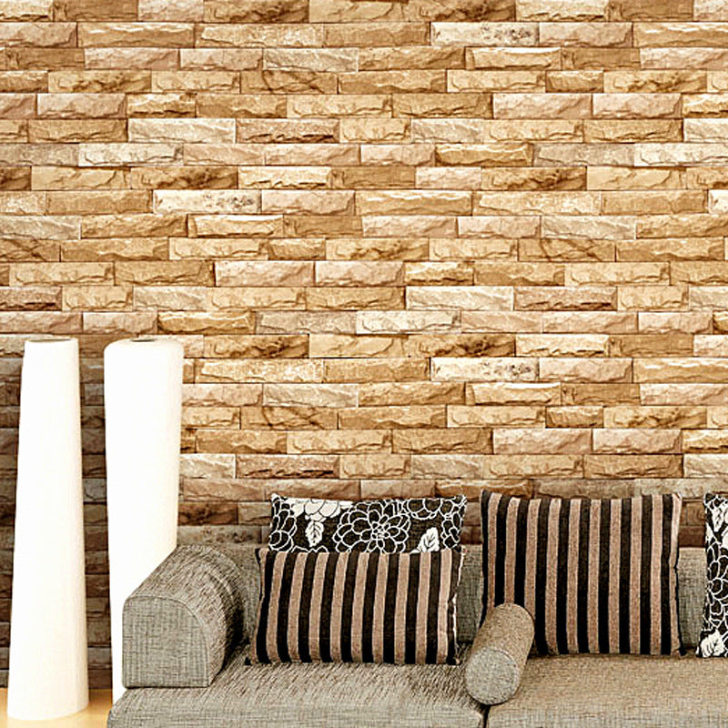 PVC Moisture Resistant Wallpaper Industrial Faux Embossed Brick Wall Covering in Soft Color