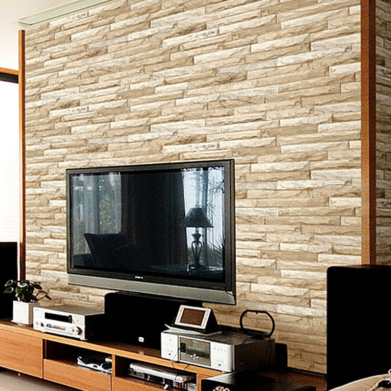 PVC Moisture Resistant Wallpaper Industrial Faux Embossed Brick Wall Covering in Soft Color