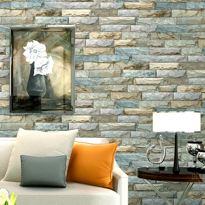 PVC Moisture Resistant Wallpaper Industrial Faux Embossed Brick Wall Covering in Soft Color