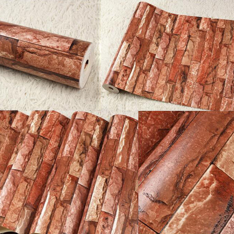 PVC Moisture Resistant Wallpaper Industrial Faux Embossed Brick Wall Covering in Soft Color