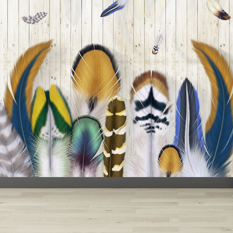 Whole Bird Feather Mural Wallpaper for Wall Decor Contemporary Girls Room Wall Art