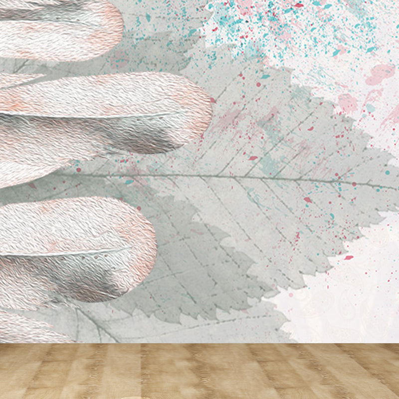 Whole Bird Feather Mural Wallpaper for Wall Decor Contemporary Girls Room Wall Art