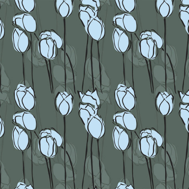 Non-Woven Cloth Decorative Mural Modern Blossoming Flowers Printed Wall Covering