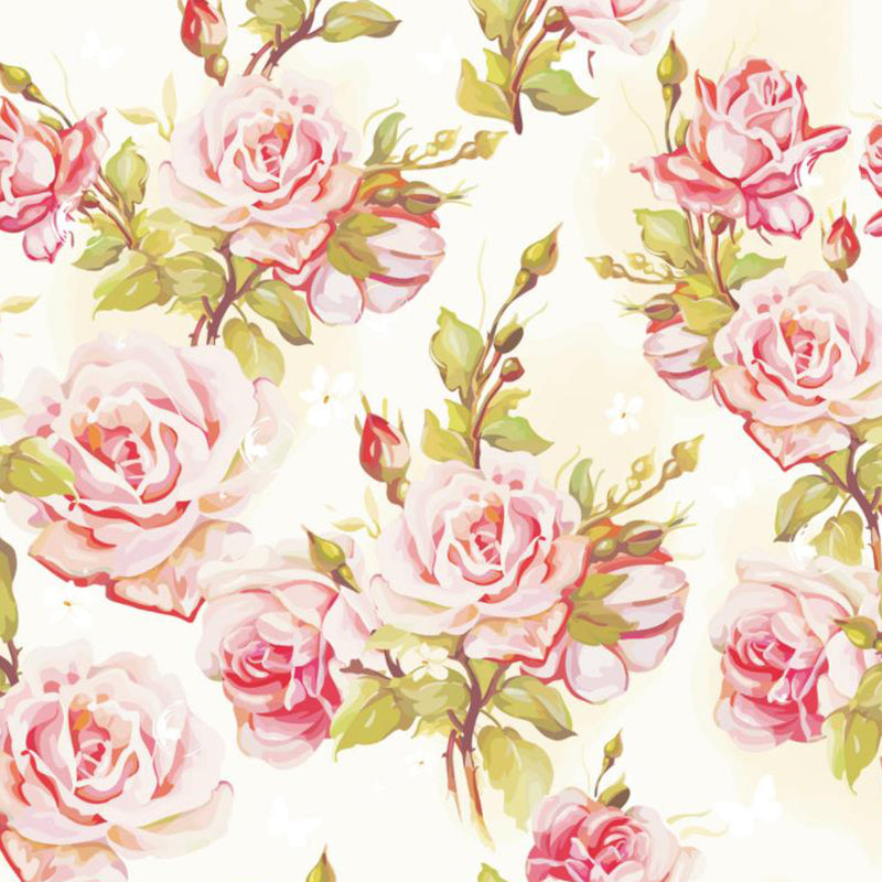 Pink Blossoming Peonies Mural Decal Flower Stylish Moisture Resistant Wall Covering