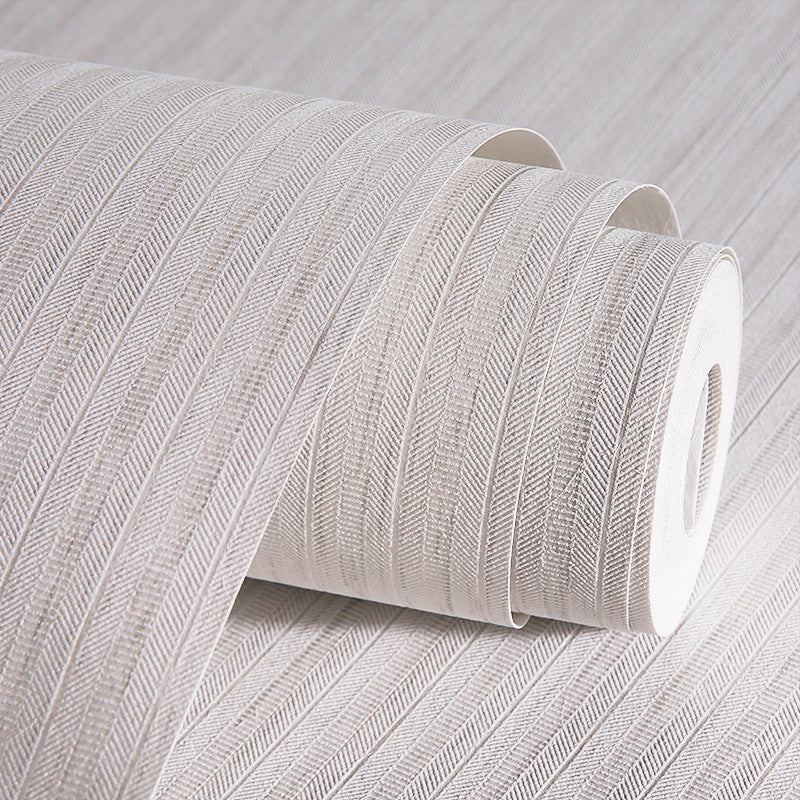 Elegant Stripe Print Wallpaper Bedroom Plain Color Wall Covering, 33' L x 20.5" W