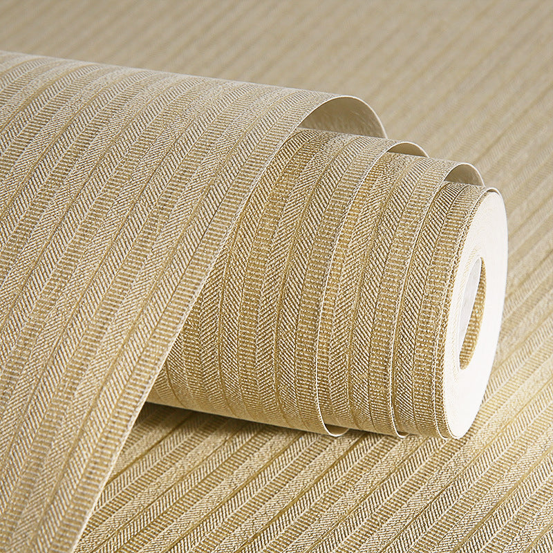 Elegant Stripe Print Wallpaper Bedroom Plain Color Wall Covering, 33' L x 20.5" W