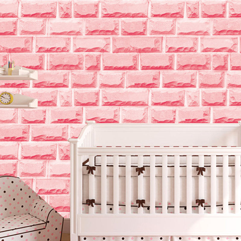 Cyberpunk Brick Wallpaper Roll for Dining Room 48.4-sq ft Wall Covering in Soft Color