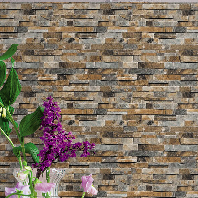 PVC Dark Color Wallpaper Industrial Marble Bricks Wall Decoration, 33' L x 20.5" W