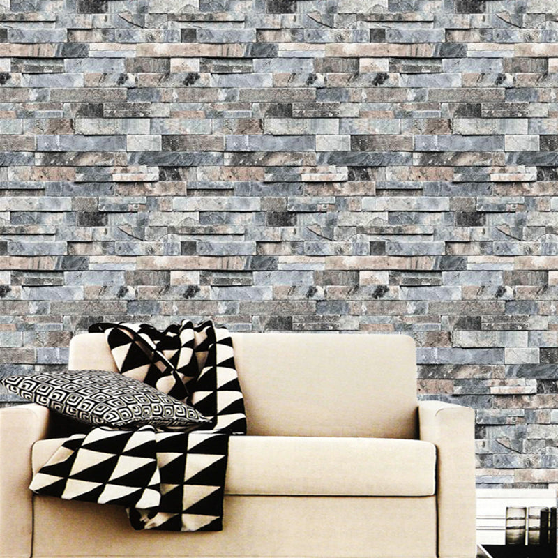 PVC Dark Color Wallpaper Industrial Marble Bricks Wall Decoration, 33' L x 20.5" W