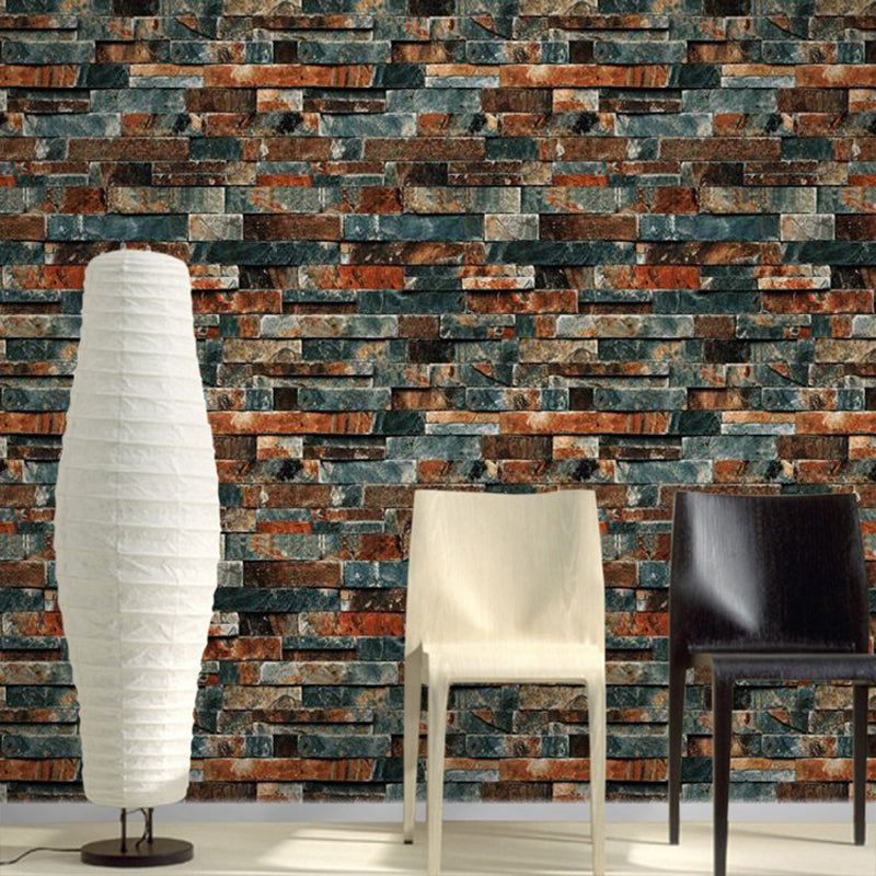 PVC Dark Color Wallpaper Industrial Marble Bricks Wall Decoration, 33' L x 20.5" W