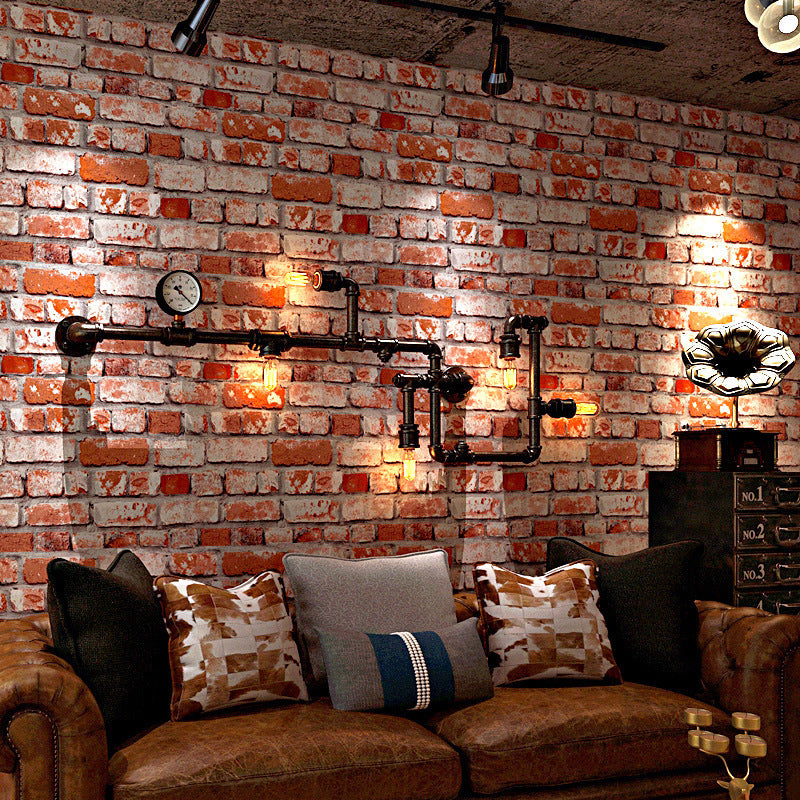 Old Wrecked Brick Look Wallpaper Dark Color Industrial Wall Covering for Sitting Room