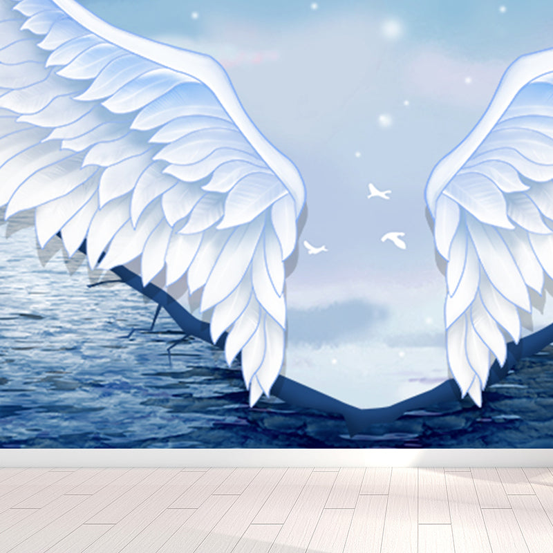 Large Bird Wing Mural Wallpaper Modern Natural Animals Wall Decor in Pastel Color