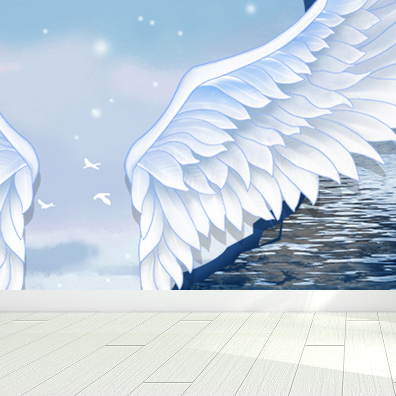 Large Bird Wing Mural Wallpaper Modern Natural Animals Wall Decor in Pastel Color